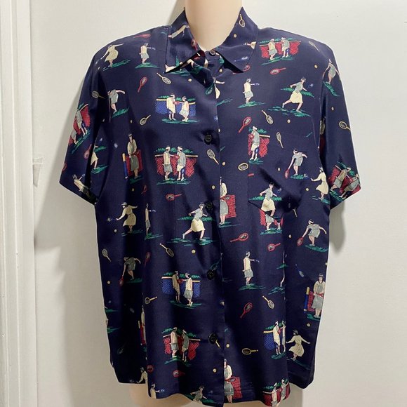 (6) Vintage Spenser Jeremy Beach TENNIS GOLF Novelty All Over Pr. Silk B… - Picture 2 of 6